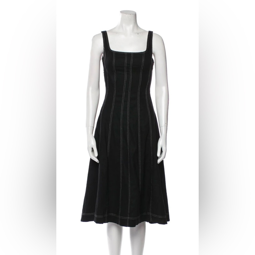 Christian Lacroix Black + White Linen Blend Midi Dress